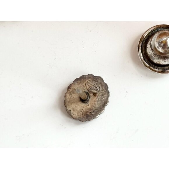 Sterling Silver Scalloped Teeny Tiny Vintage Floral Shaped Push Back Pin - Picture 5 of 10